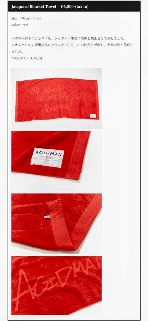 【新品】ACIDMAN パイントカップ（×2）+ブランケットタオルセット