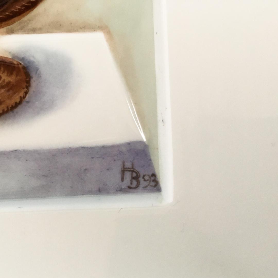 マイセン 「卓上の果物」H・ブレチュナイダー  陶板画 14.5センチ