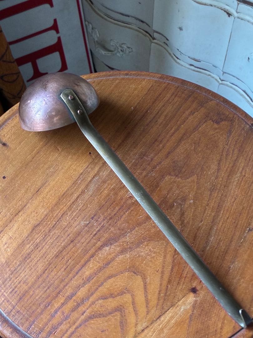 フランス　アンティーク　銅製 レードル ５本　壁掛け　ラック　プロ用　コッパー