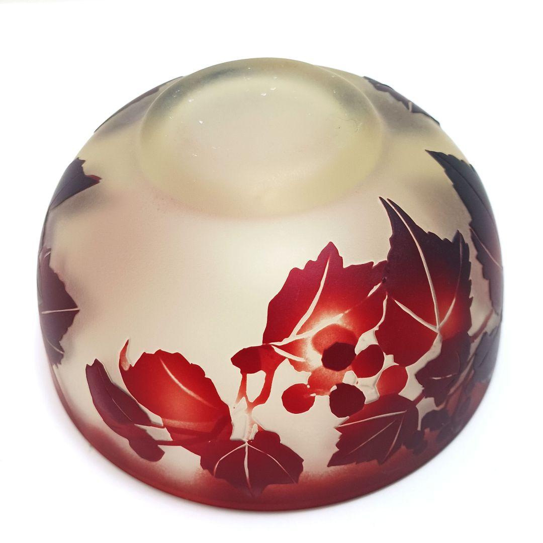 Y3279-2 ガレ風 被せガラス 花文鉢 ボウル 直径12㎝　ten