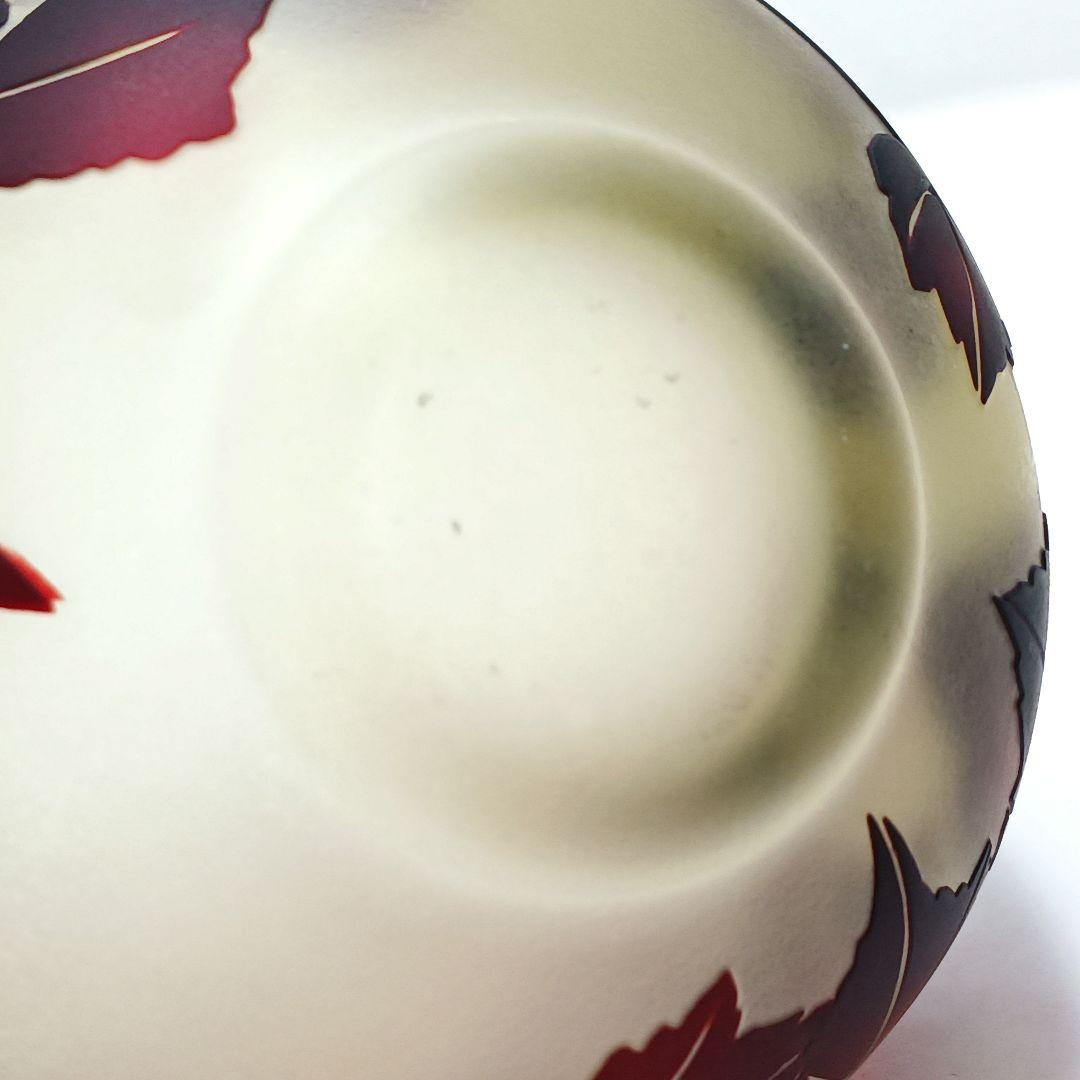 Y3279-2 ガレ風 被せガラス 花文鉢 ボウル 直径12㎝　ten