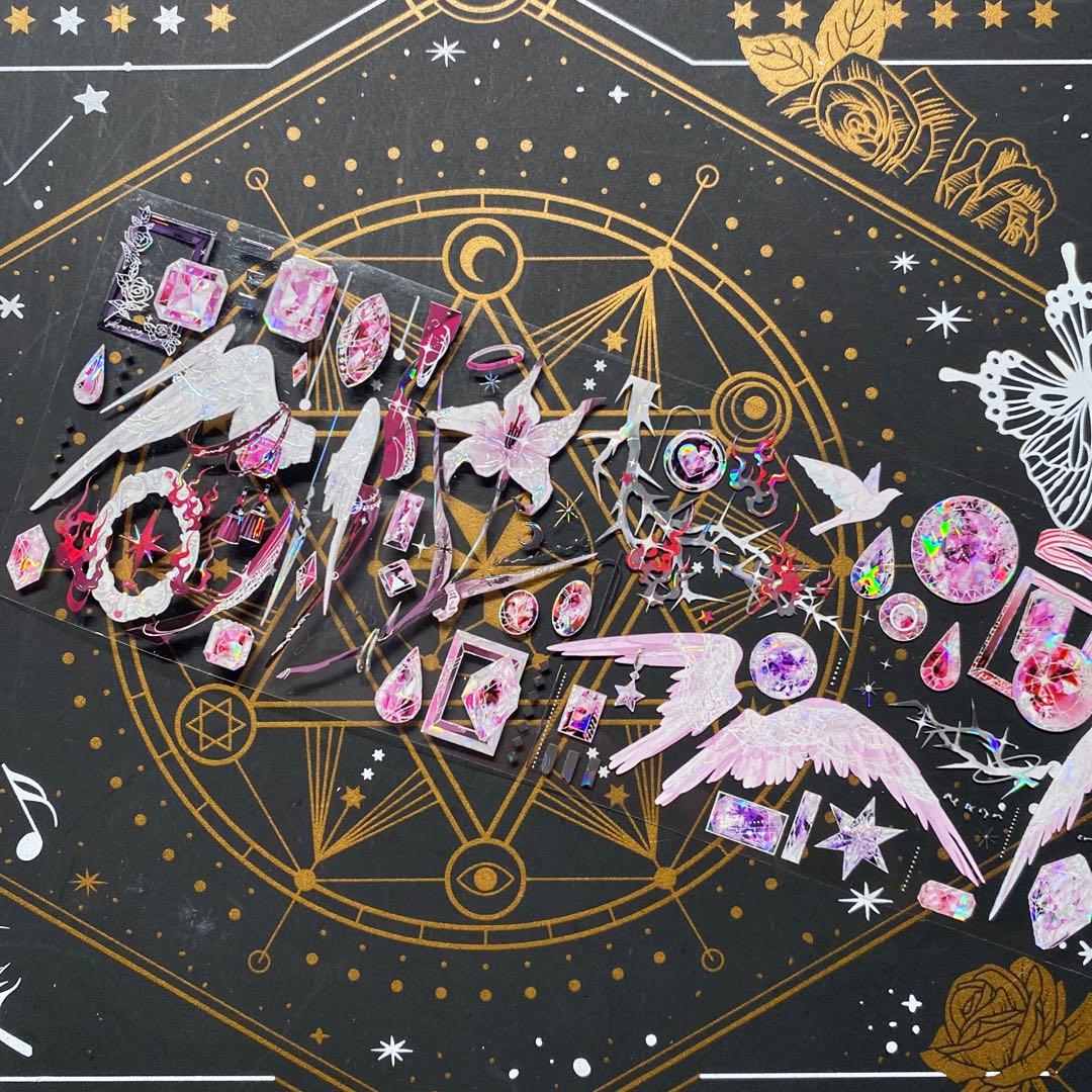 【9214】海外　マステ　中古巻　貝殻光マスキングテープ　宝石　翼　装飾系