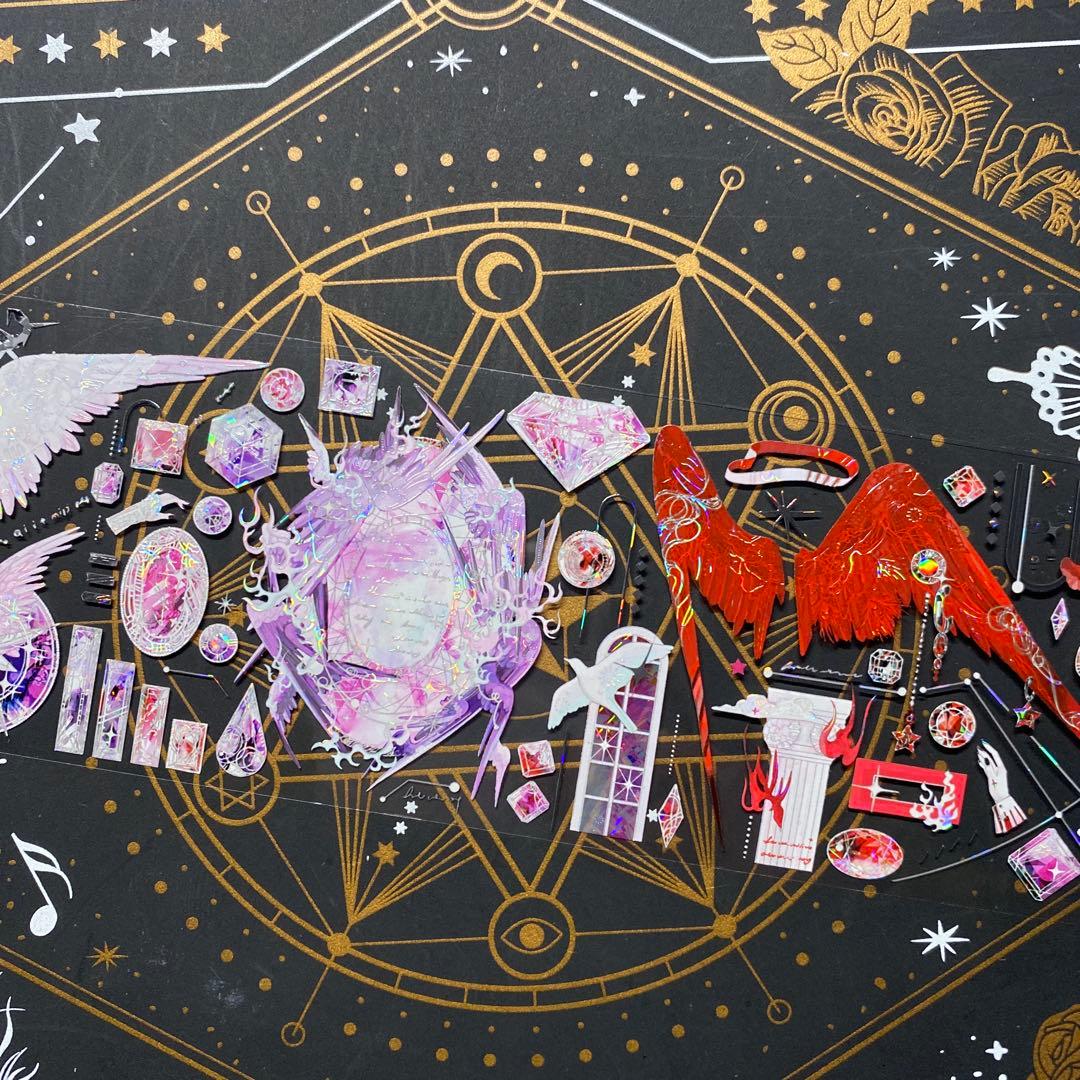 【9214】海外　マステ　中古巻　貝殻光マスキングテープ　宝石　翼　装飾系