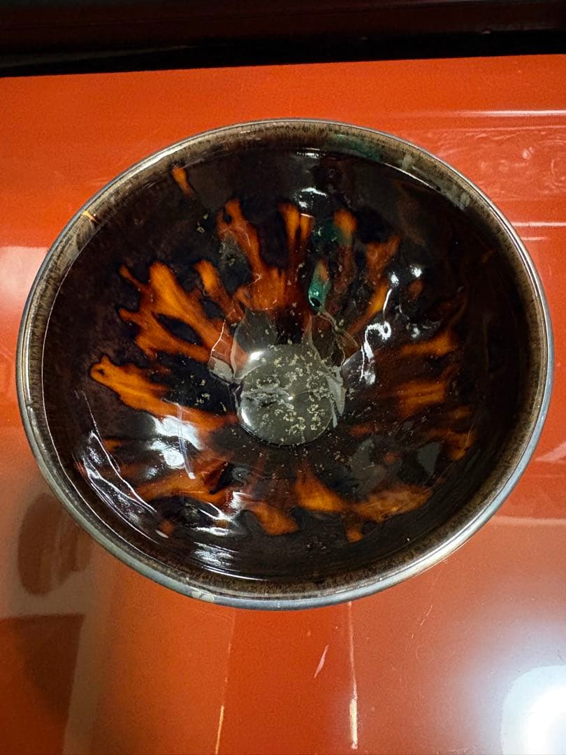 茶道具真塗天目台天目茶碗桶谷定一作