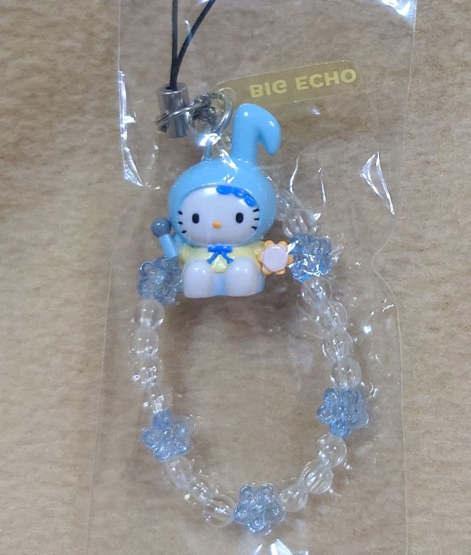 超激レア非売品☆ビッグエコー・水色音符キティ・ストラップ☆2002
