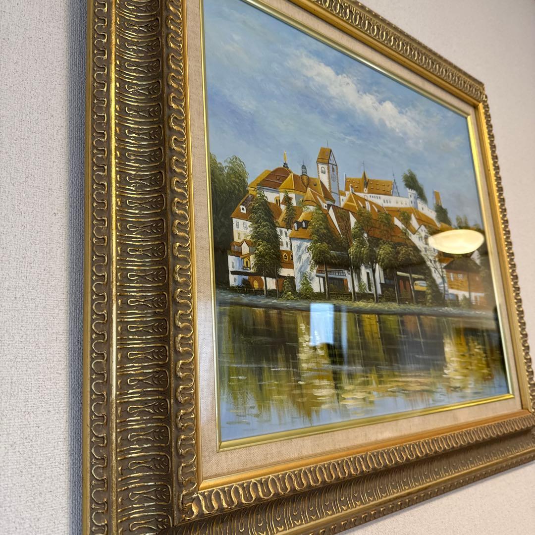 町の風景 油彩画 大きめの作品