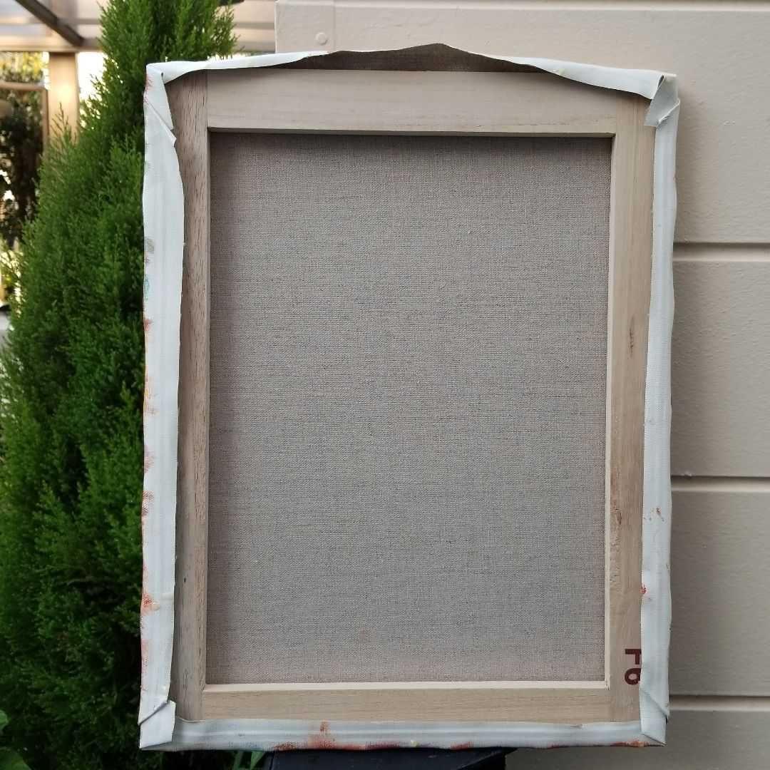 キャンバス油絵　専用　朝焼けを見る ななめうしろむきのうさぎ　印象派風