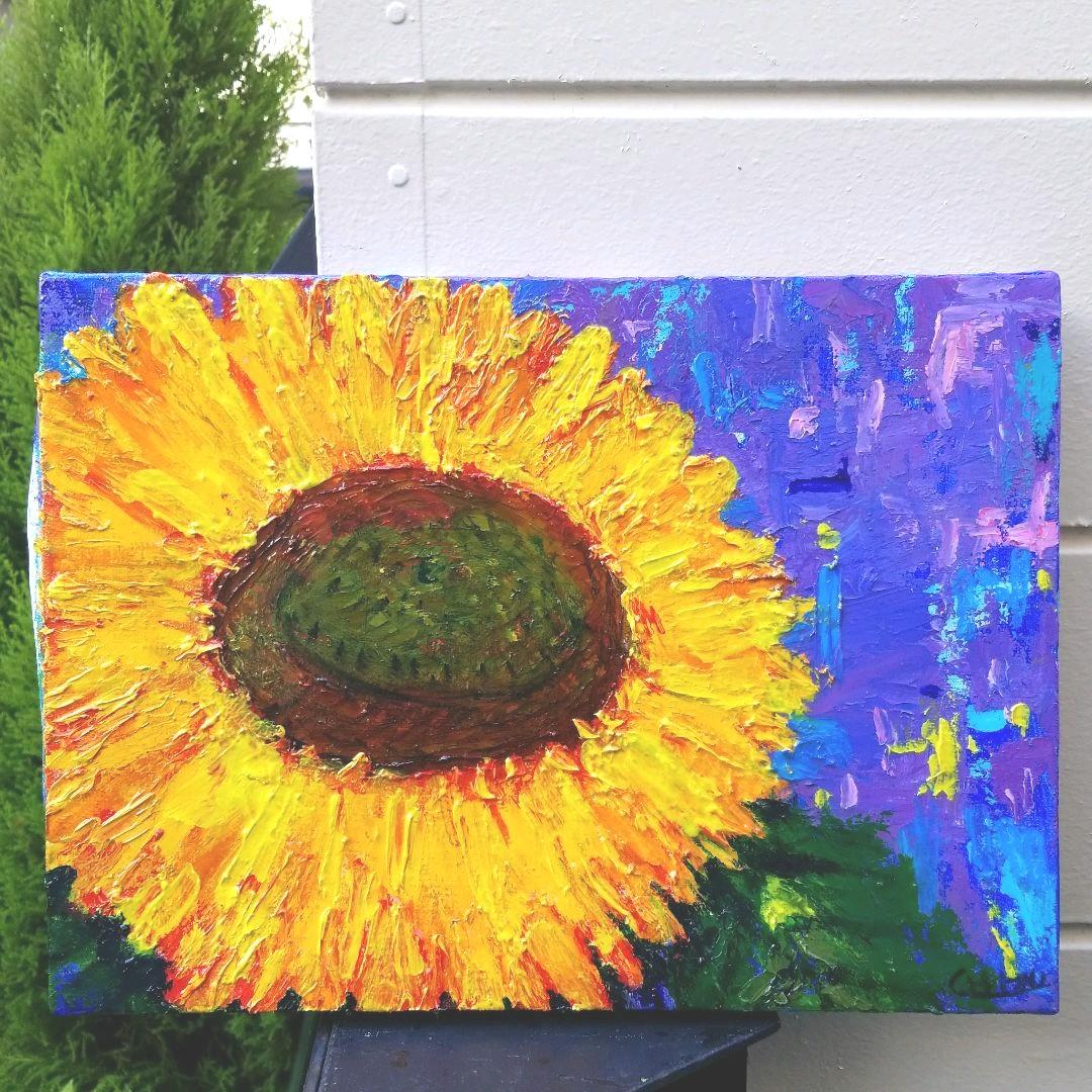 油絵　専用　ひとつのひまわり