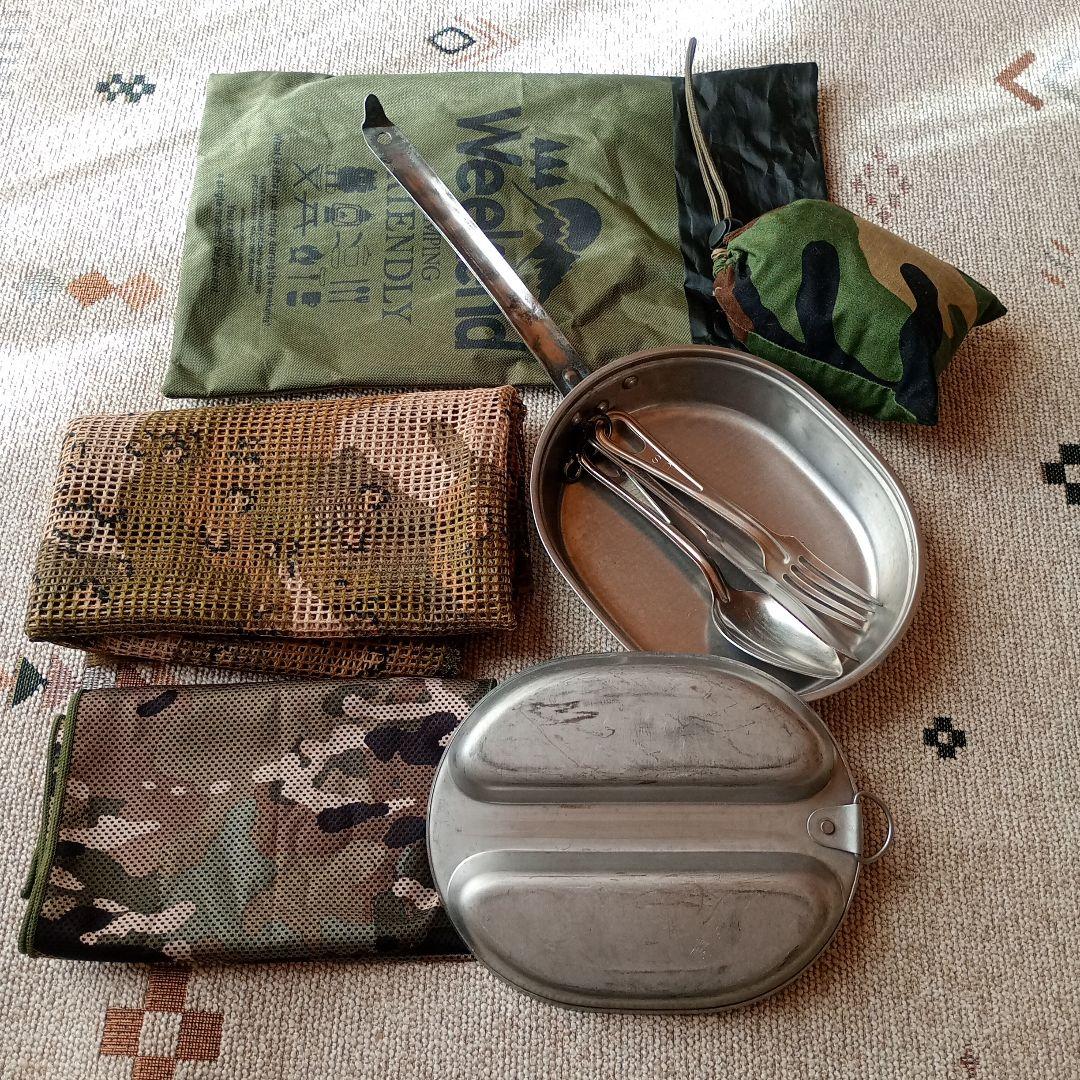 【米軍放出品】メスキットパン＆カトラリー（フォーク、ナイフ、スプーン/各1個）