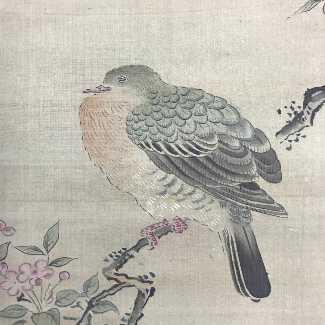 真作/狩野探幽/成道、鳩、芙蓉図/三幅対/極札/花鳥図/掛軸名家伝来AH-560