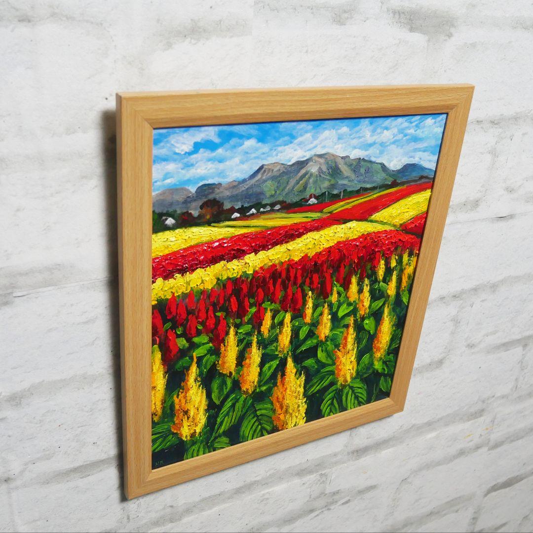 【秋日和のケイトウ】絵画 油彩 油彩画 絵 油絵