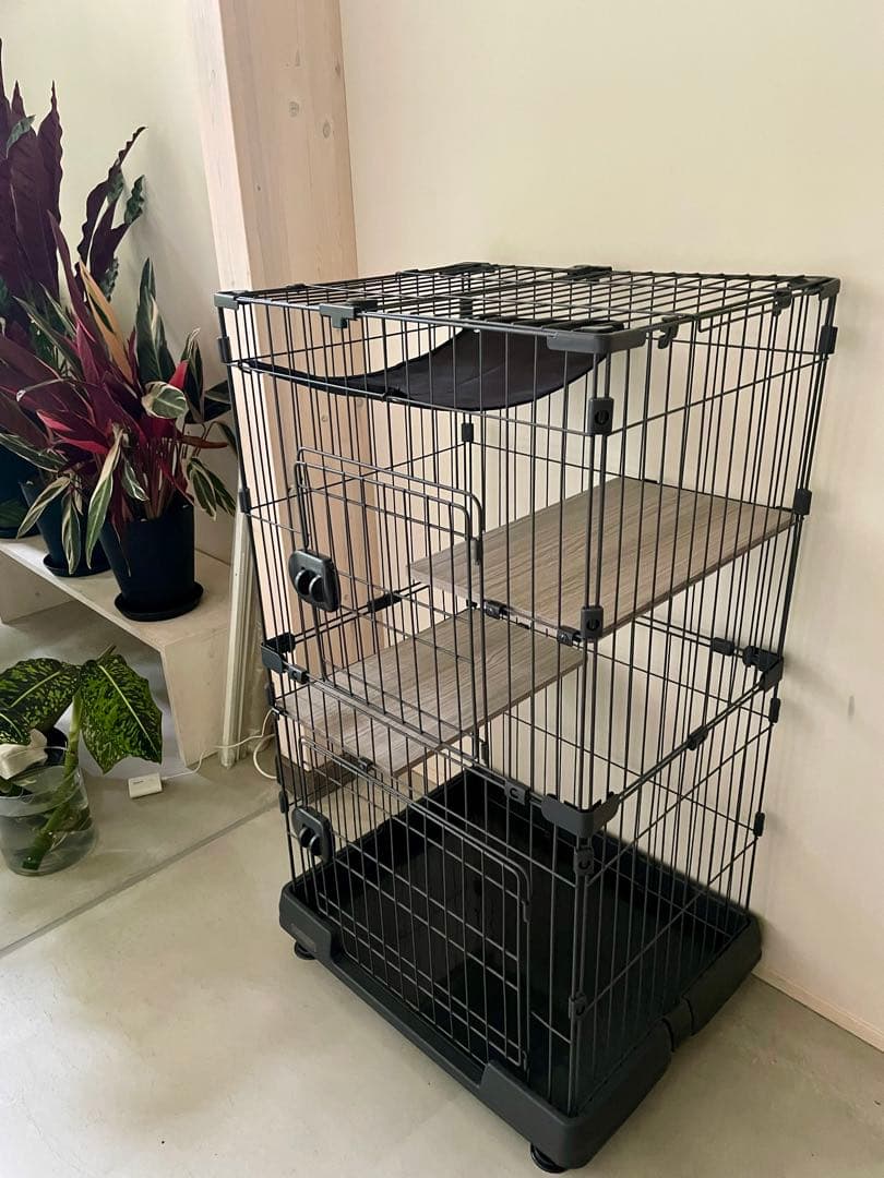 アイリスオーヤマ 猫 ケージ ミニタイプ 2段 ハンモック付き マットグレー