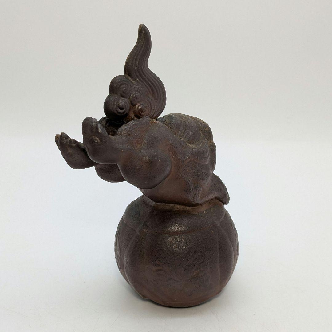 陶正園 備前焼 獅子置物 跳獅子 玉乗り獅子 縁起物 インテリア 魔除け 厄除け