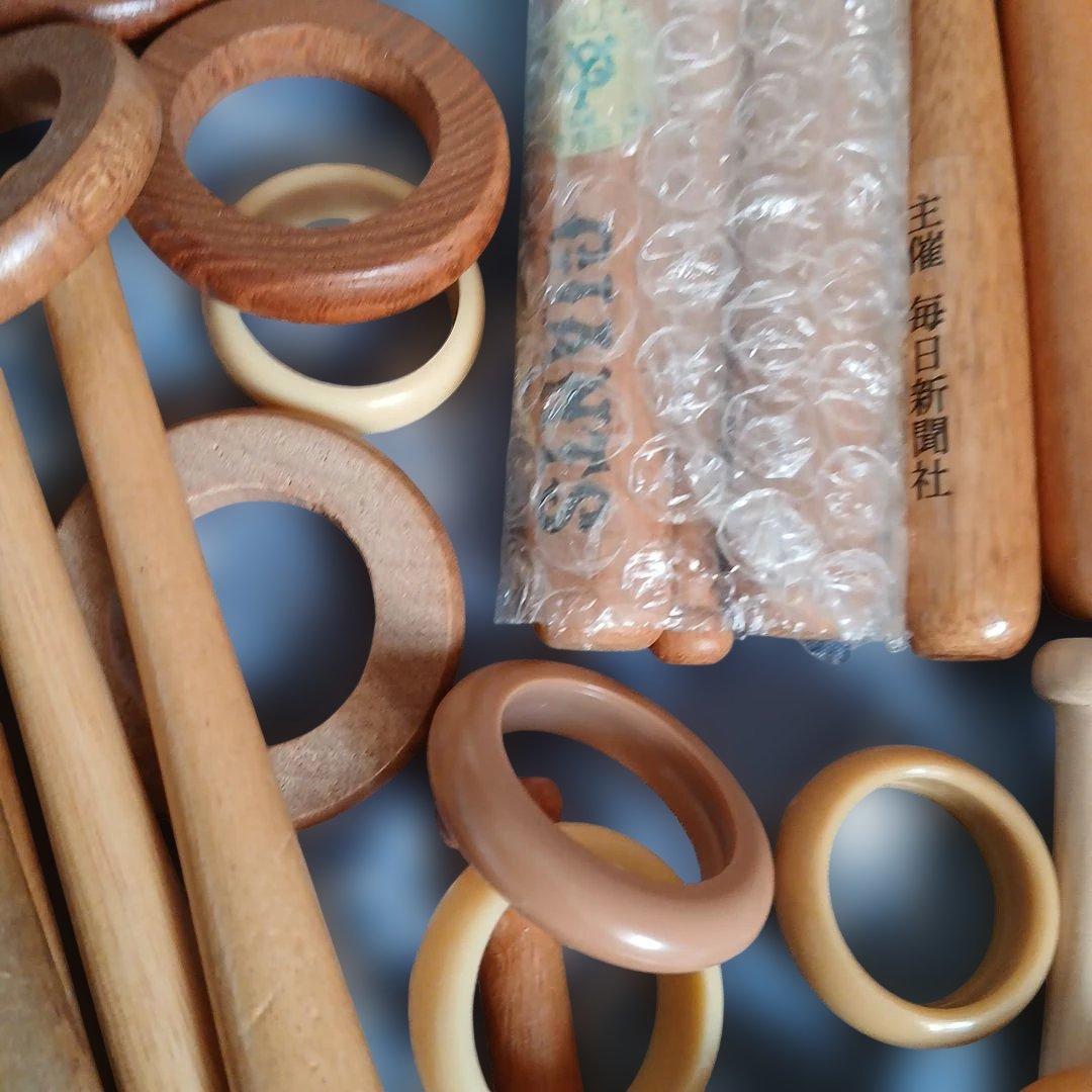 硬球野球ボール6個と木製ミニバット約48本セット