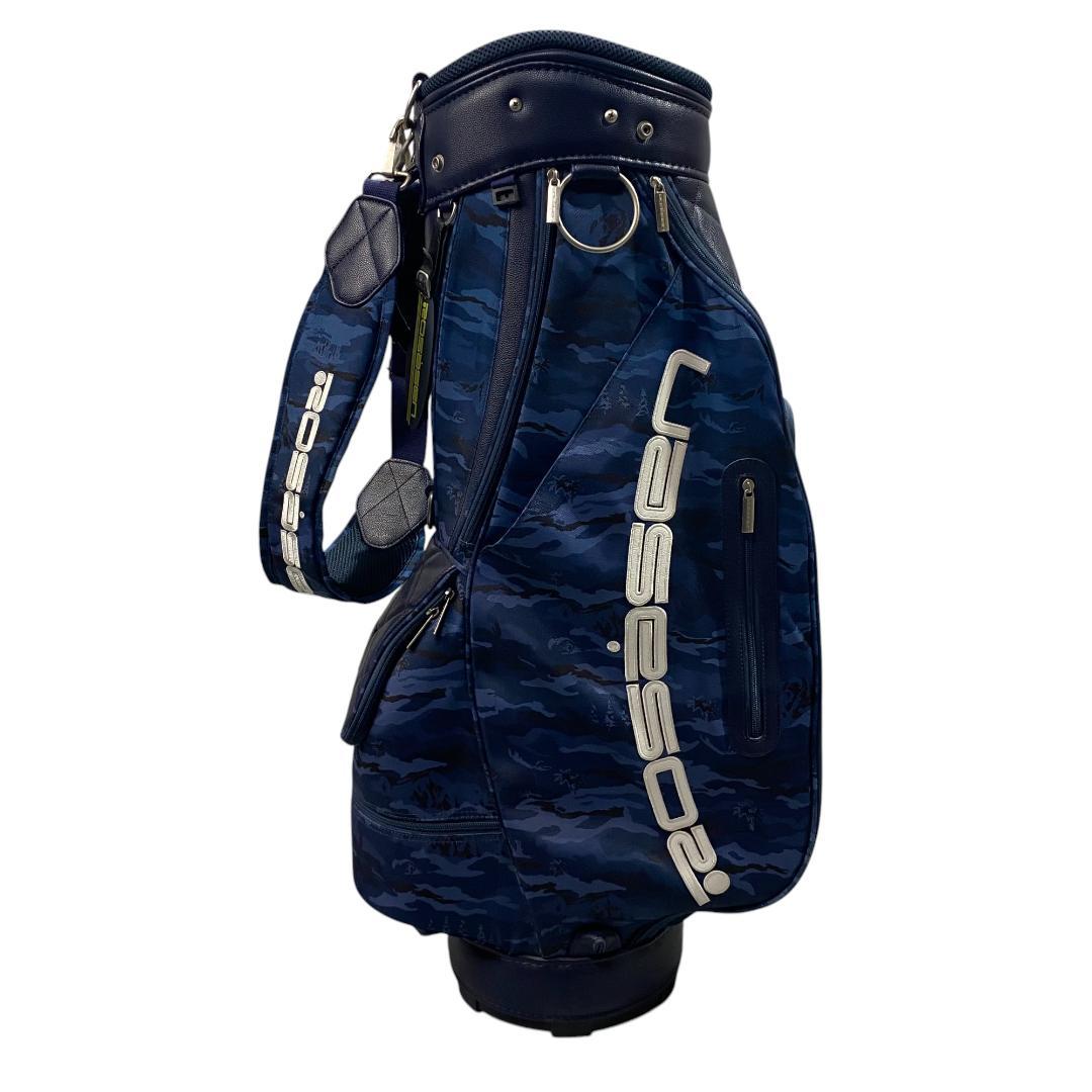 Rosasen ロサーセン キャディバッグ ネイビー 総柄 ゴルフ 9型 5分割