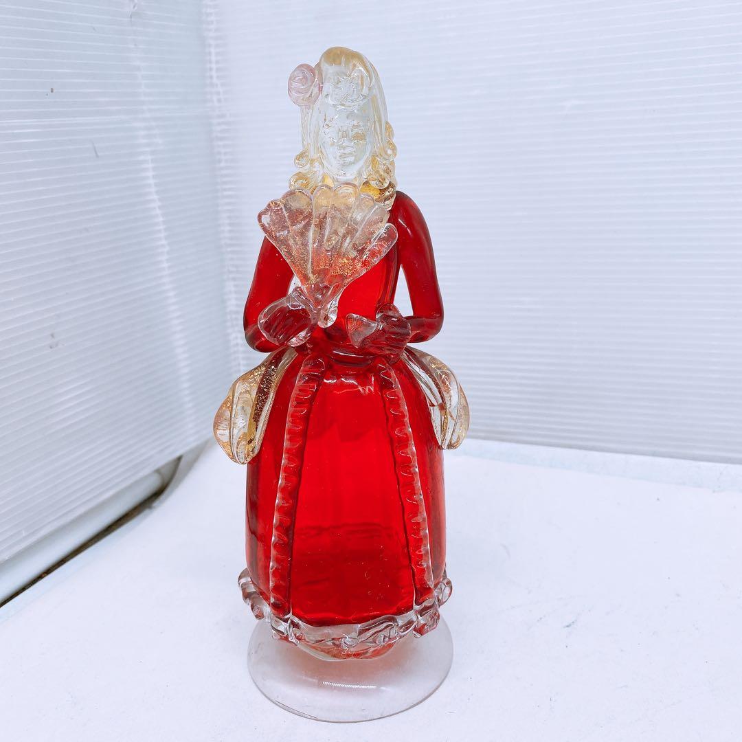 ベネチアンガラス ムラーノ 貴婦人 フィギュリン 高さ約18cm ガラス工芸品