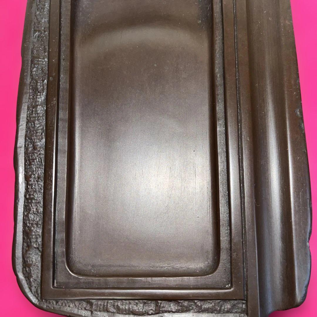 ⭕️赤間硯　彫刻蓋付き硯　木村玉池堂　木村保一　硯匠　華泉作　美品　女性好み