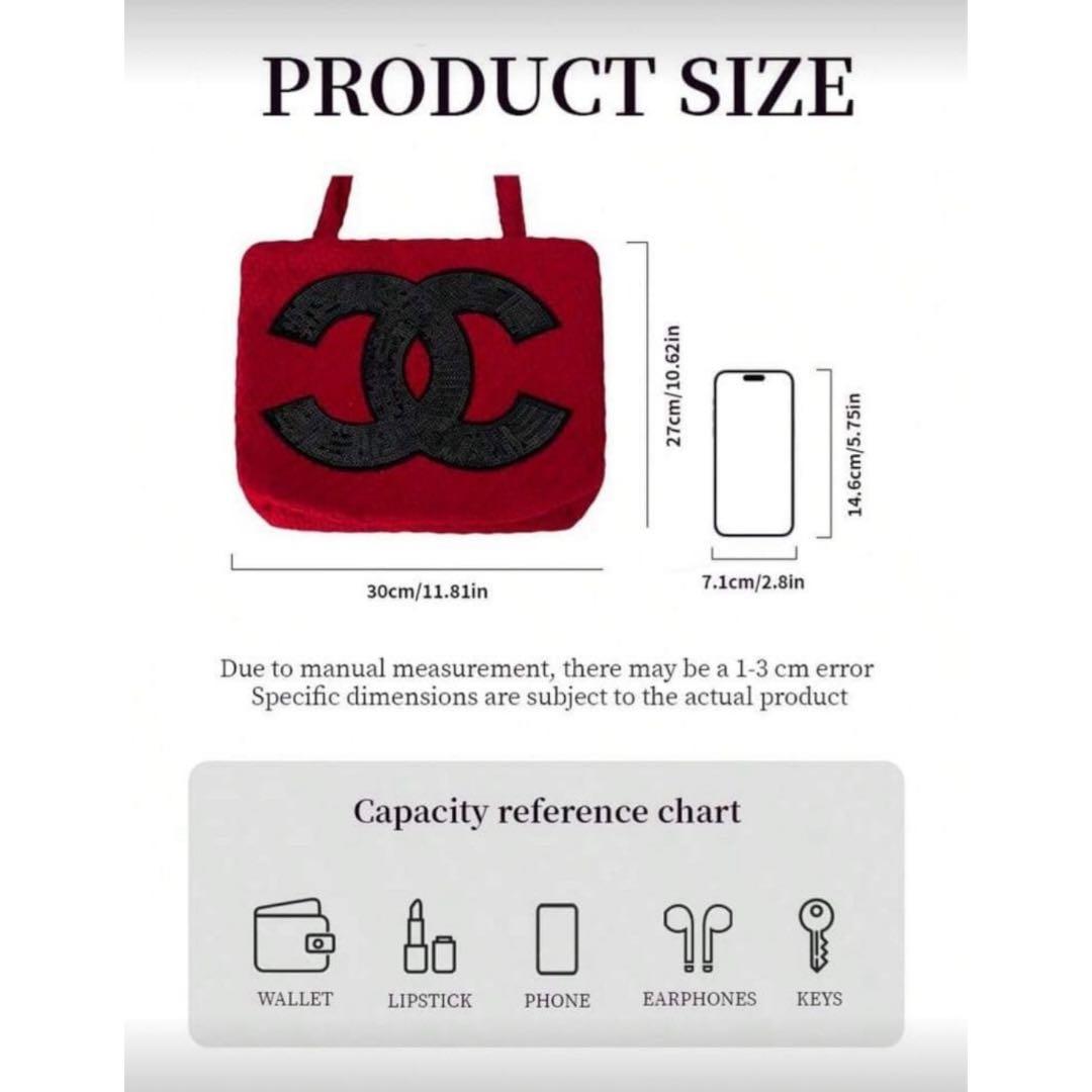 【新品未使用】 CHANEL 赤 ニット ブラック スパンコール トートバッグ