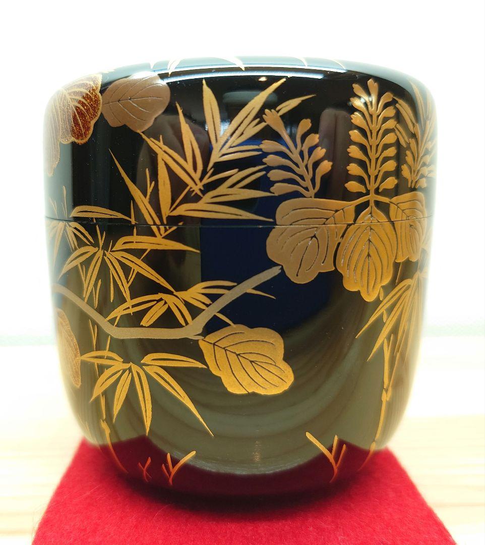 eyeknow 茶道具 大棗 京塗 桐竹蒔絵 真塗 木製 北村葵春 共箱