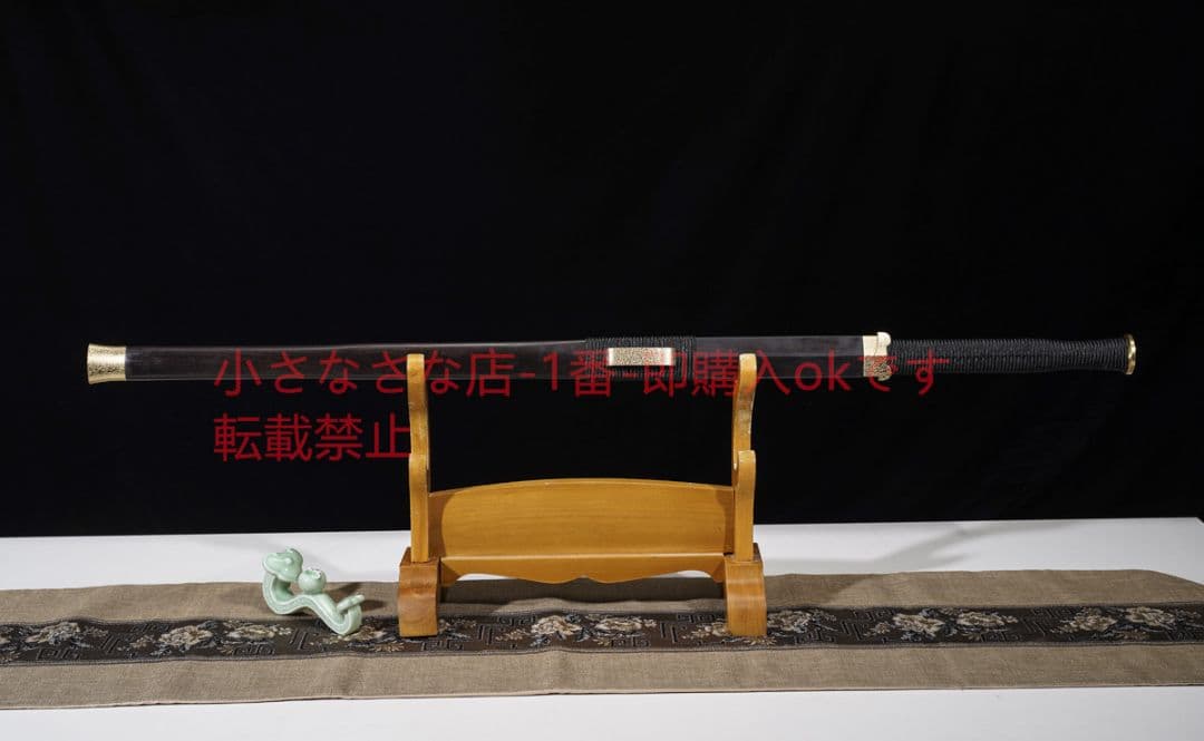 素装精品漢剣黒白檀鳳尾紋  古兵器 武具 刀装具 日本刀 模造刀 居合刀