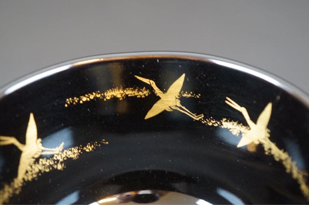 南口閑粋 富士群鶴 茶碗 共箱 栞付 茶道具