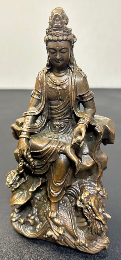 M古銅観自在菩薩　旧家蔵出し、骨董品、縁起物、風水、お守り、古美術、刻印