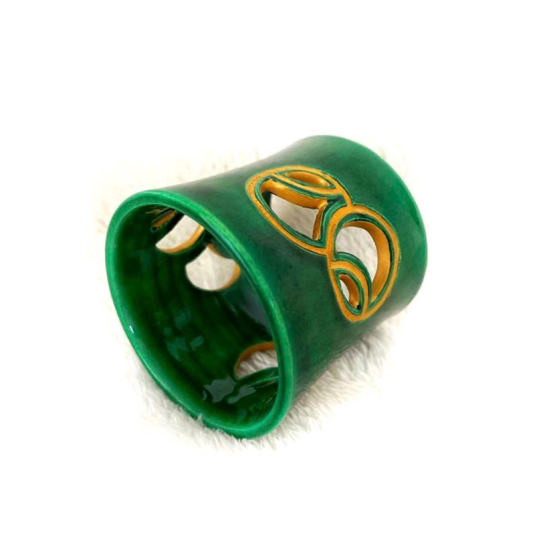 【茶道具】淡々斉好写 青交趾つぼつぼ 蓋置 妙見