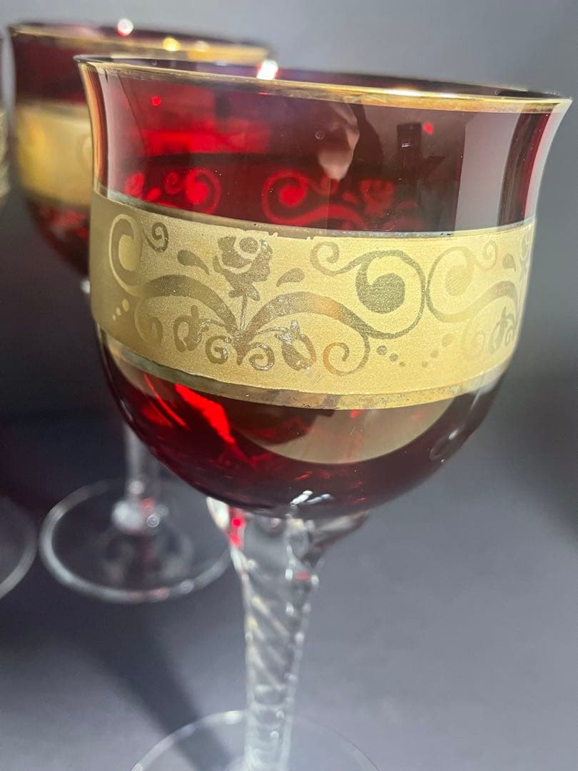 ラグーナムラノ　24k金彩　高級ベネチアングラス　４客セット