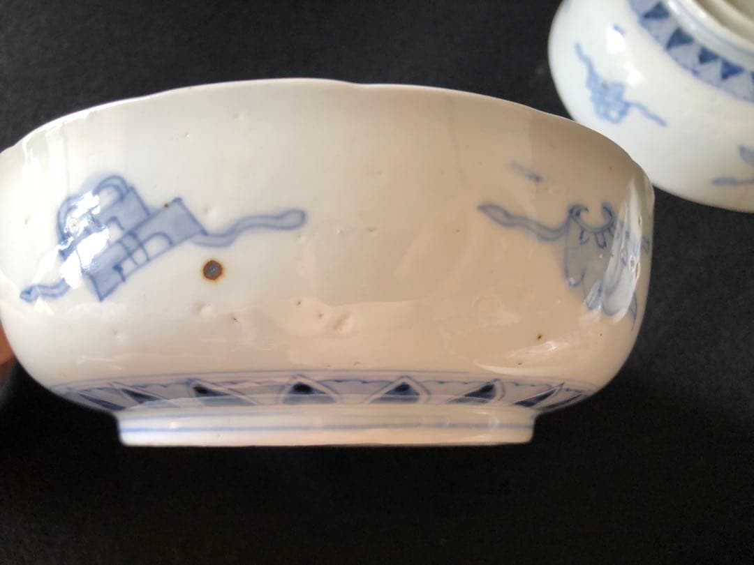 古伊万里　金彩色絵　花草雲鶴文中鉢10客セット　直径約17.5cm