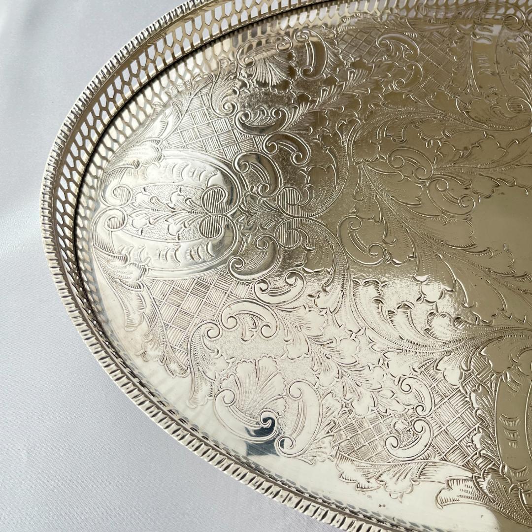 【Viners】 ギャラリートレー オーバル型 38cm 【シルバープレート】