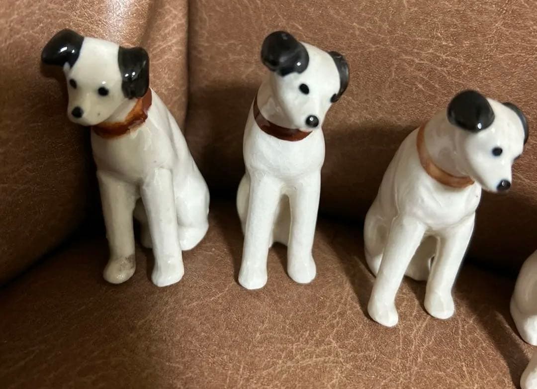 【希少レトロ】★昭和レトロ　ビクター　　ニッパー 犬5匹　ミニ陶器　置物