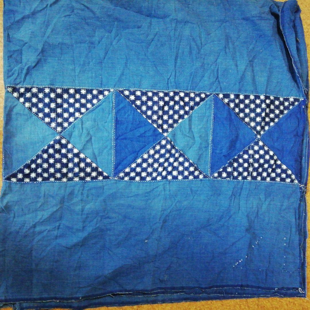 古布　藍染　大きな木綿の油単？　刺し子　風合い良好　6幅　襤褸