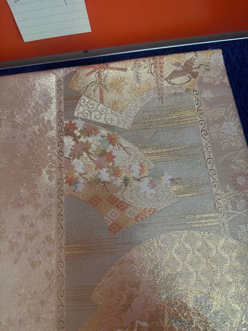 2666袋帯 古代彫金紋 西陣織 金糸　高級上質上品　約440cm 未使用