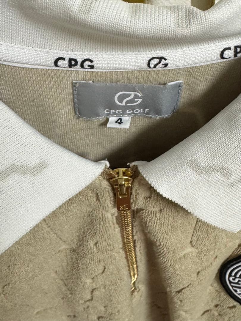 CPG GOLF メンズ パイル 半袖 シャツ ベージュ