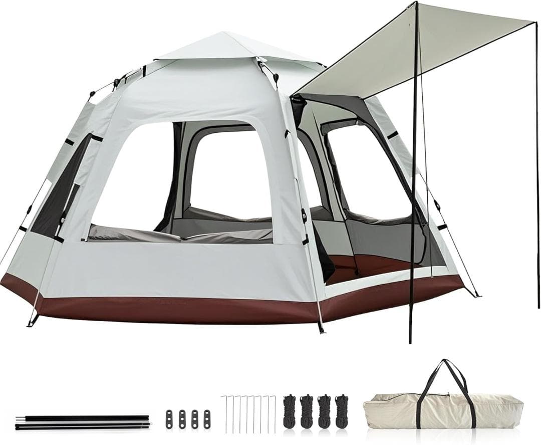 ワンタッチテント キャンプテント 新六角形テント 5~8人用 折りたたみ