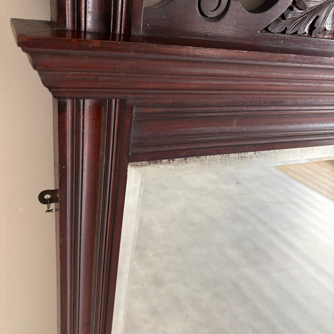 大きめ 英国ア ンティーク ミラー ペディメント装飾×ヴィクトリアン