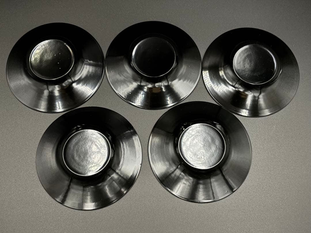 希少　会津塗り　蓋付きお椀5客・茶托５客　セット　漆器　箱付　味噌汁　汁椀