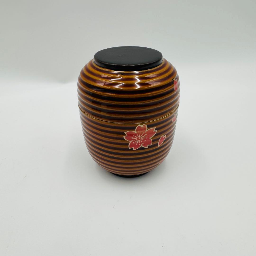 【中村湖彩造　夜桜蒔絵　提灯型茶器　棗　茶道具　共箱】骨董　アンティーク