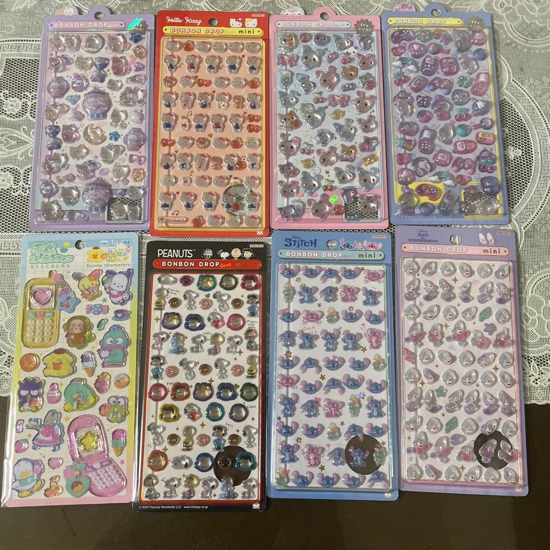 正規品ポンポンドロップシールキャラクターシール・ステッカー8枚セット