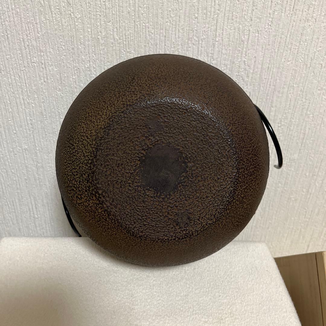 【新品未使用】茶道　風炉釡　丸霰釜　釜師喜多庄兵衛工房　お茶道具