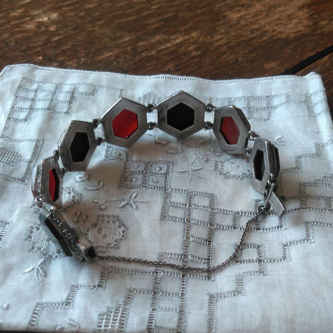 西洋アンティーク　シルバー　マーカサイト　ブレスレット　ヴィンテージ