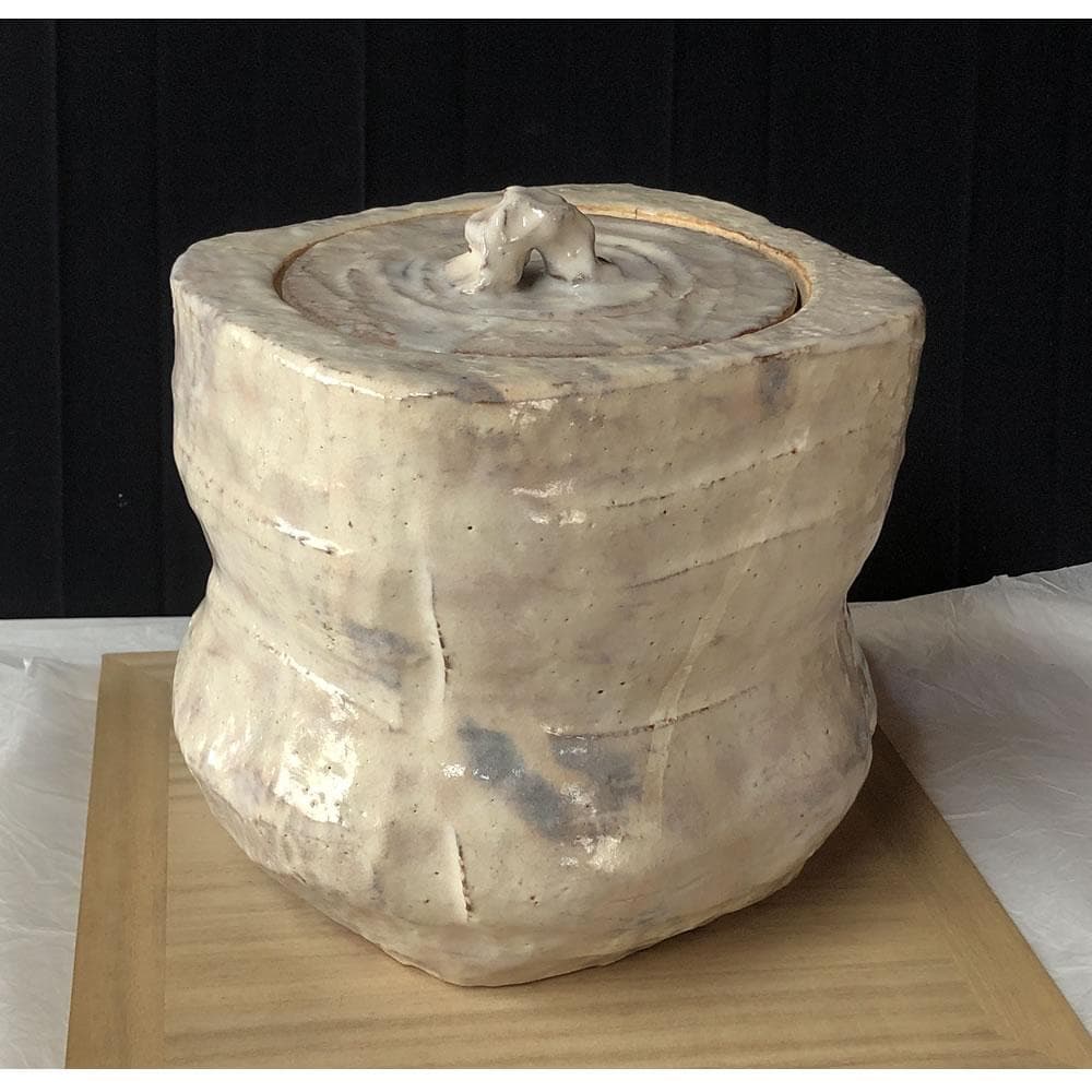 F1205 大和保男 萩焼 水指 共箱 高さ19cm 茶道具