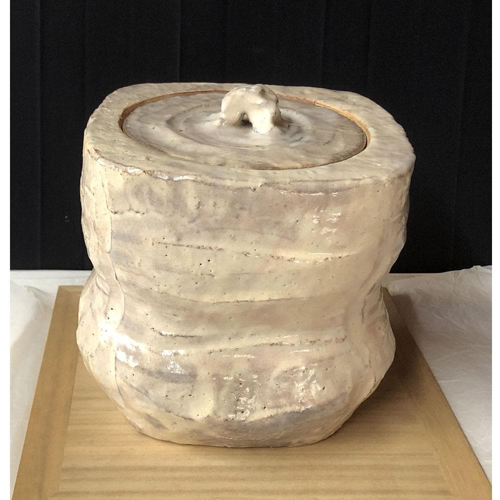 F1205 大和保男 萩焼 水指 共箱 高さ19cm 茶道具