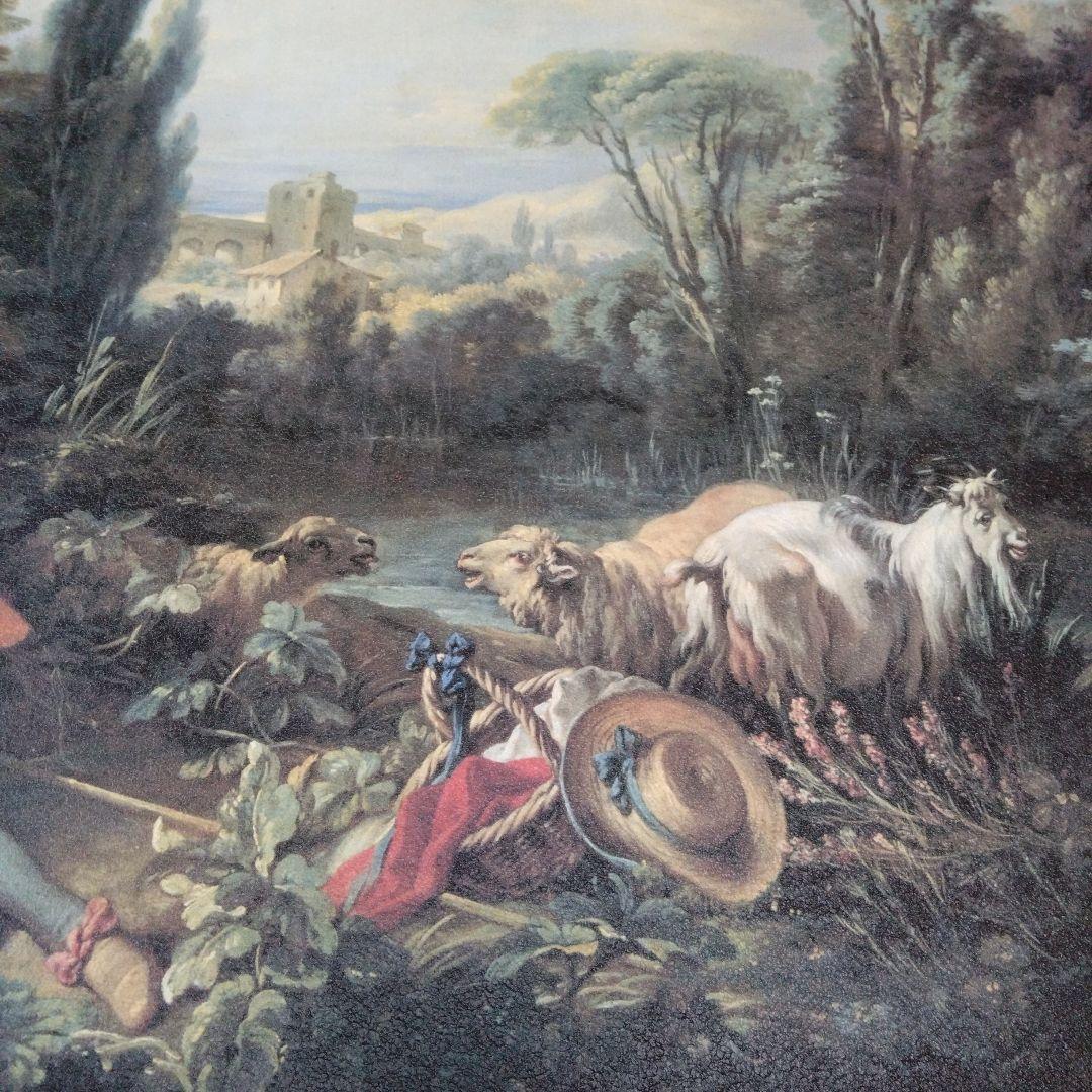 【美品】複製画　ヨーロッパ　牧歌的風景　人物画