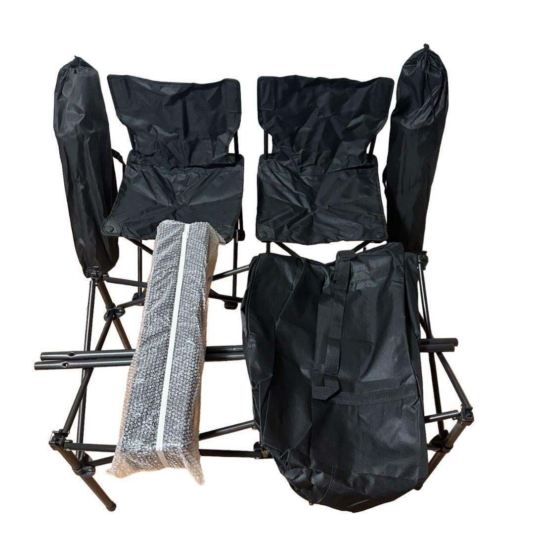 アウトドア　テーブル&椅子セット　ブラック　コンパクト　持ち運び　キャンプ　収納