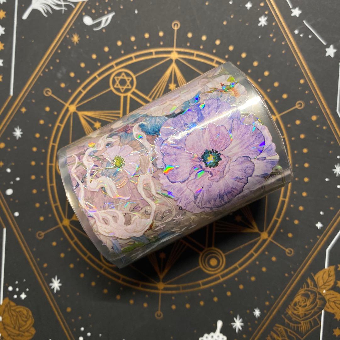 【A】海外　10m巻　貝殻光/ ホログラムマスキングテープ　動物/装飾/お花系