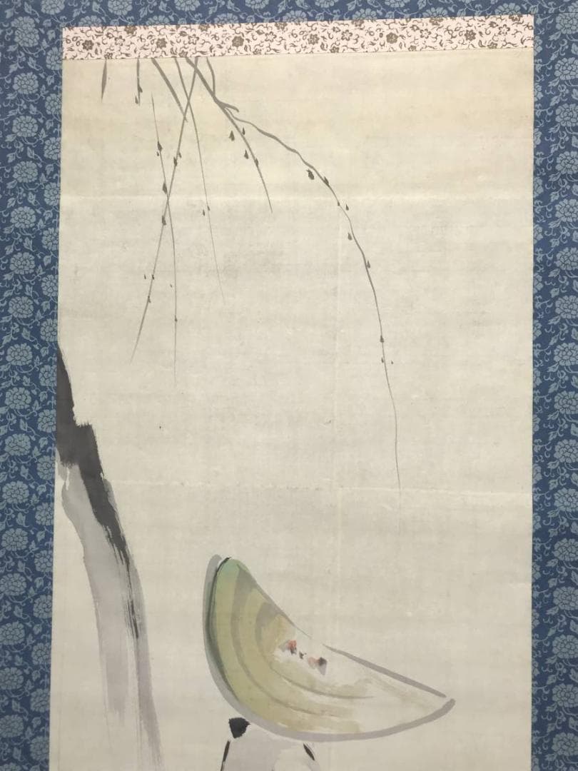 作者不詳/柳下女人図/人物図/掛軸/名家伝来/AC-146