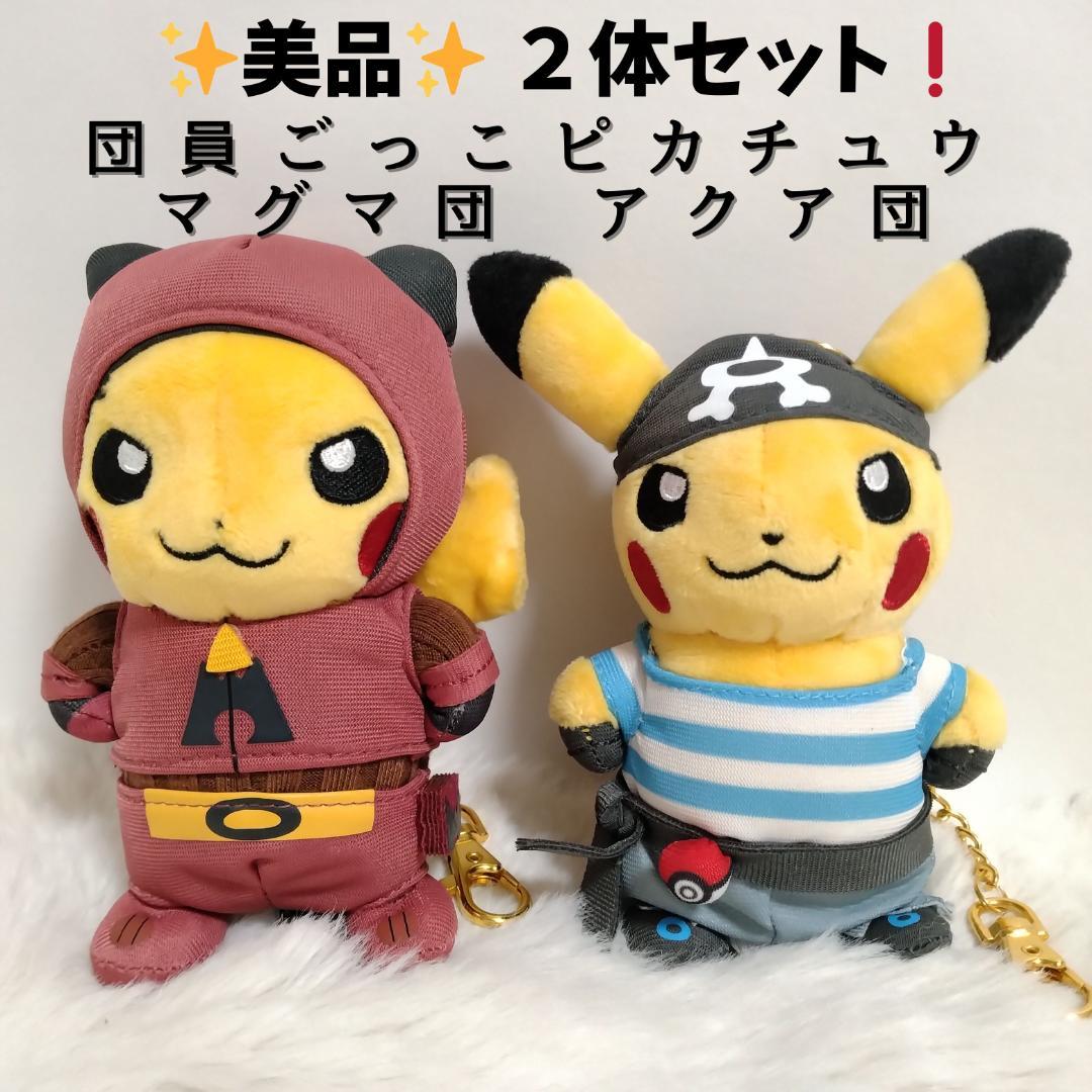 ✨美品✨ ２体セット❗ 団員ごっこピカチュウ マグマ団 アクア団 ぬいぐるみ