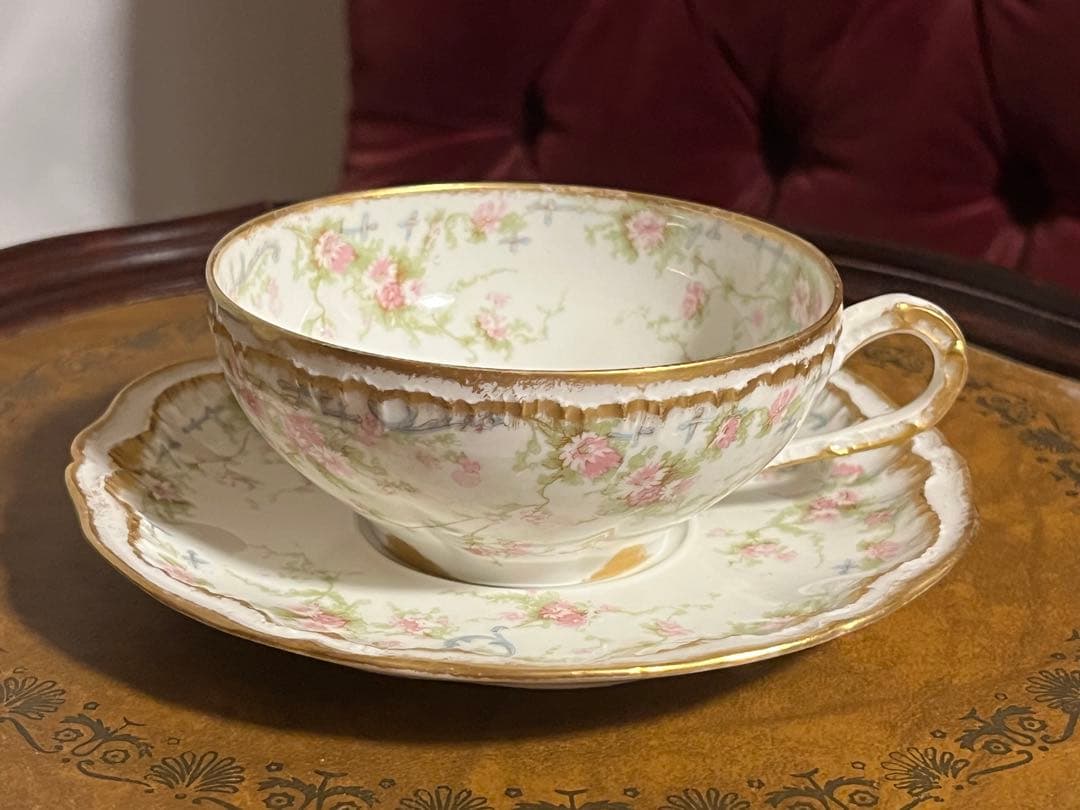 リモージュ　アビランド　ぼかし金彩 フラワー カップ＆ソーサー