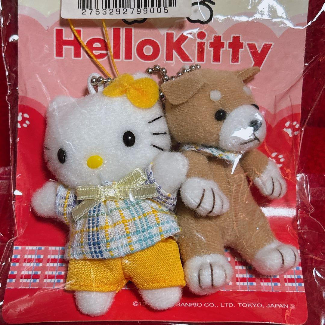 ハローキティ 柴犬 ワンコ ぬいぐるみ ツインマスコット ストラップ 2002